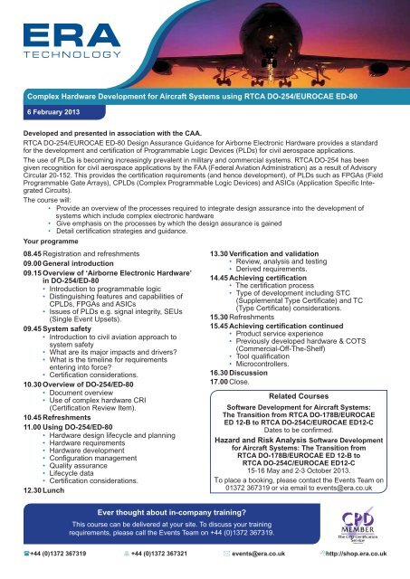 RTCA DO-254, Complex Hardware Development, aircraft, systems ...