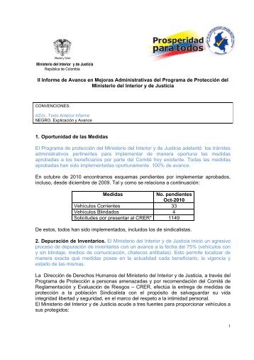 II Informe de Avance en Mejoras Administrativas del Programa de ...