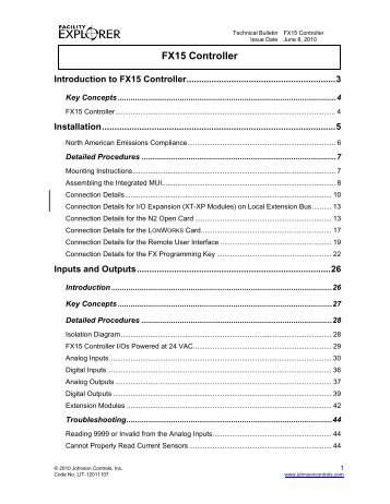 FX15 Controller Technical Bulletin - Johnson Controls - Johnson ...