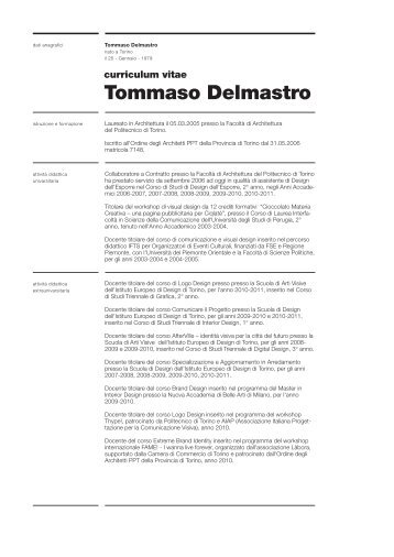 Curriculum Tommaso - Ordine degli Architetti Ppc Varese