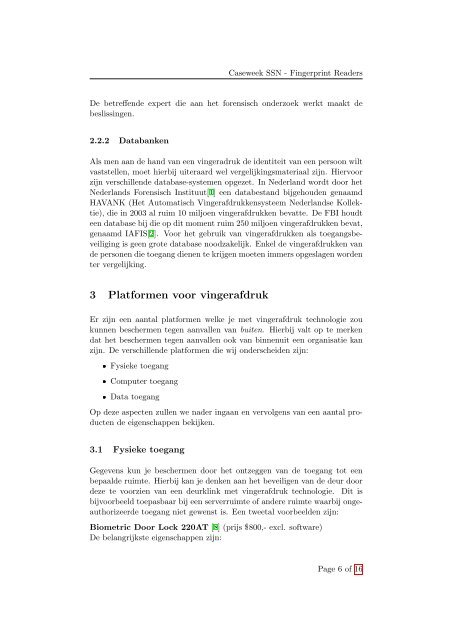 Opdracht caseweek SSN - Fingerprint Readers