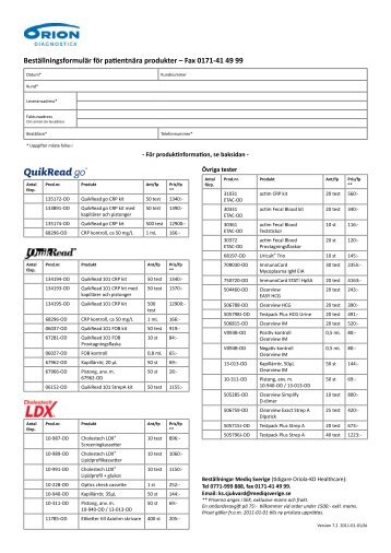 Beställningsformulär för patientnära produkter ... - Orion Diagnostica