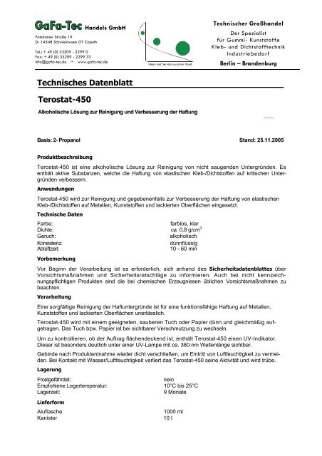 Technisches Datenblatt Terostat-450 - Webshop