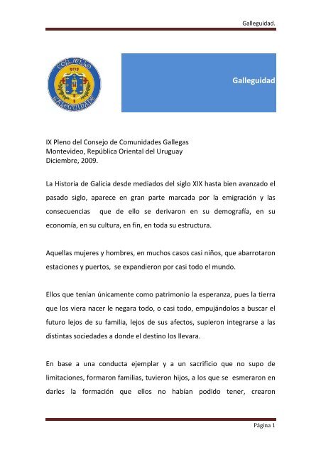 Galleguidad - Secretaría Xeral da Emigración - Xunta de Galicia