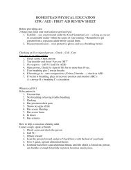 homestead physical education cpr / aed / first aid review sheet