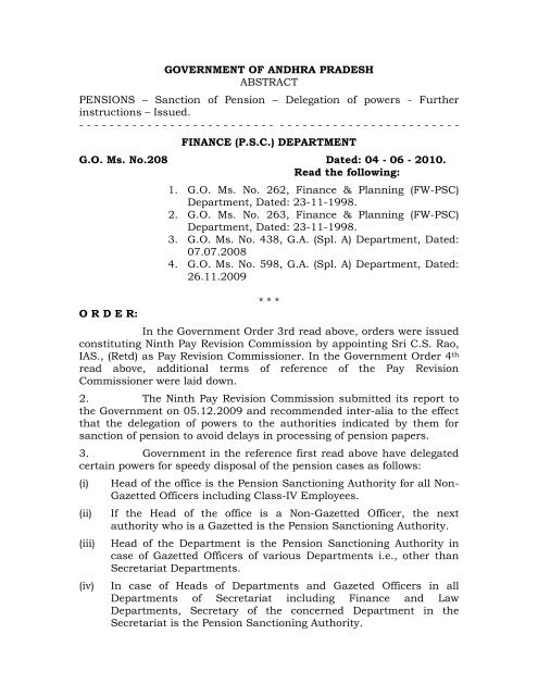 G.O. Ms. No.208 FINANCE (P.S.C.) DEPARTMENT ... - Seri.ap.gov.in