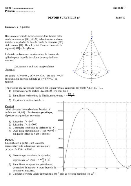 Seconde 7 PrÃ©nom :.......................... DEVOIR SURVEILLE n - icour.fr