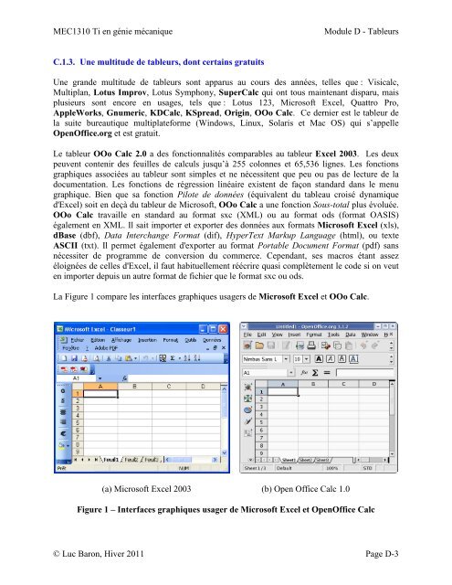 Les tableurs - Moodle