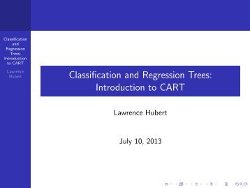 Classification and Regression Trees: Introduction to CART