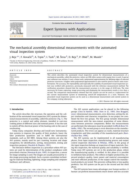 The mechanical assembly dimensional measurements with the ...