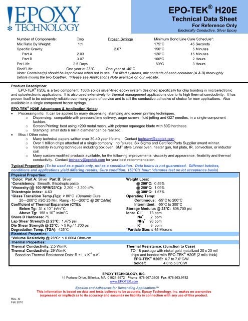 Technical Notes, H20E Epo-TekÂ® Silver Conductive ... - Ted Pella, Inc.