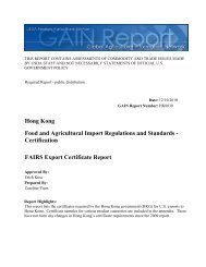 FAIRS Export Certificate Report Food and ... - USDA Hong Kong