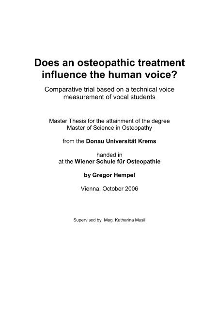 Does An Osteopathic Treatment Influence The Human Voice