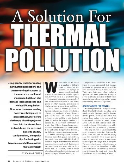 SOLUTION FOR THERMAL POLLUTION.pdf - Emerson Swan