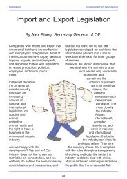 Import and Export legislation - Ornamental Fish International