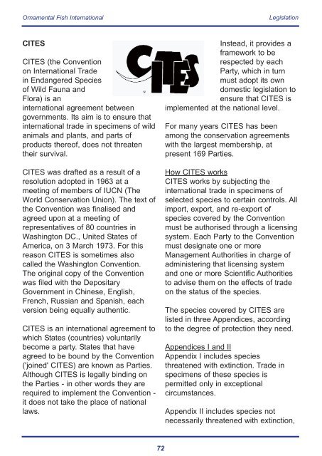 Import and Export legislation - Ornamental Fish International