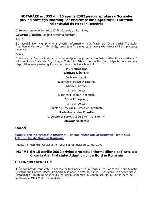 HotaÆ'ra Rea Guvernului Nr 353 Din 15 Aprilie 2002 Oficiul Registrului