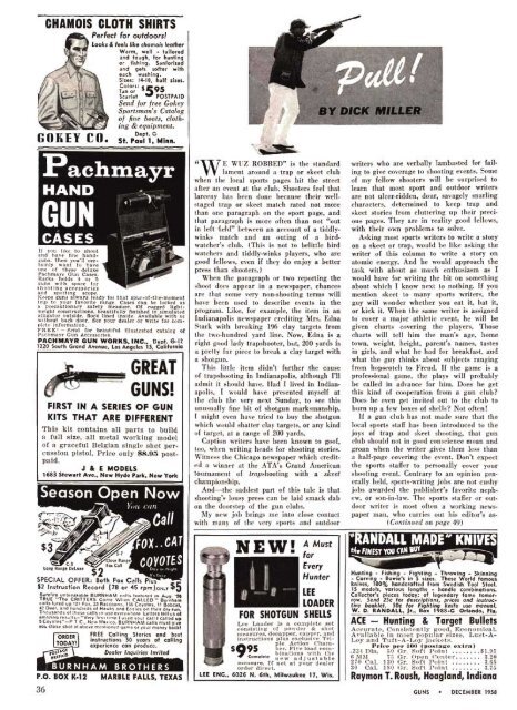 GUNS Magazine December 1958 - Jeffersonian