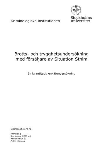 Brotts- och trygghetsundersÃƒÂ¶kning med fÃƒÂ¶rsÃƒÂ¤ljare av Situation Sthlm ...