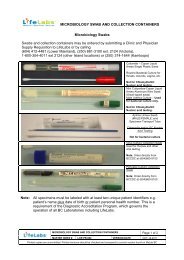 Microbiology Swab and Collection Containers - Lifelabs