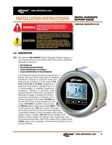 DSG-1682DUPS Installation Instructions - Altronic Inc.
