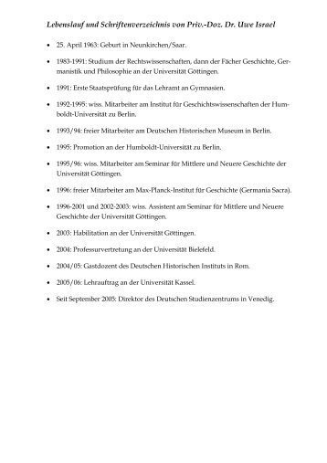 Lebenslauf und Schriftenverzeichnis - Deutsches Studienzentrum in ...