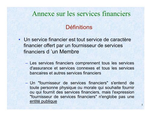 L'AGCS et les services financiers - ILEAP