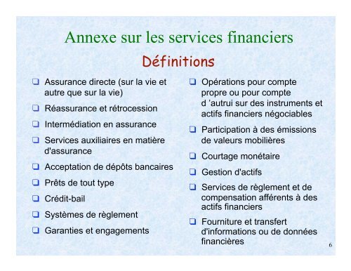 L'AGCS et les services financiers - ILEAP