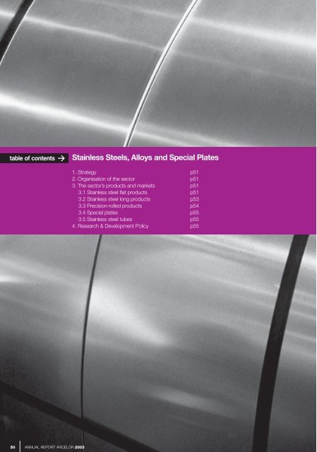 ANNUAL REPORT ARCELOR 2003 - paperJam