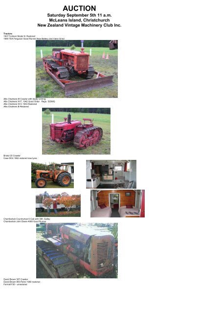 Web Page for Auction - NZ Vintage Machinery Club
