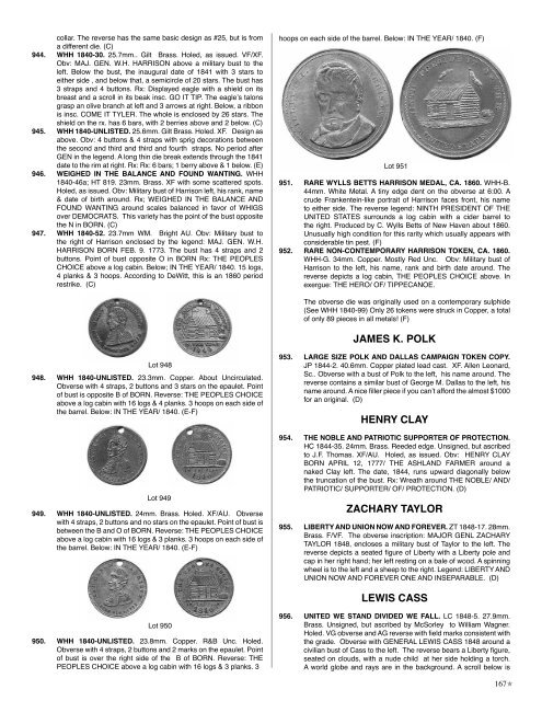 Exonumia Auction - Maine Antique Digest