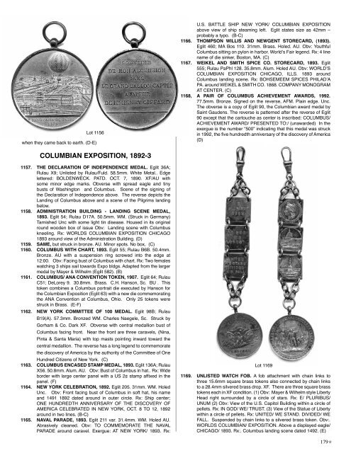 Exonumia Auction - Maine Antique Digest