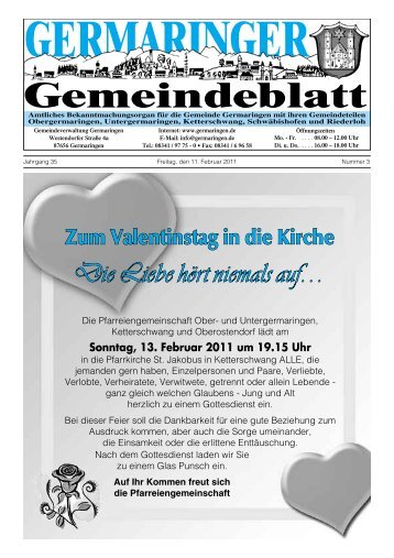 Sonntag, 13. Februar 2011 um 19.15 Uhr - Gemeinde Germaringen