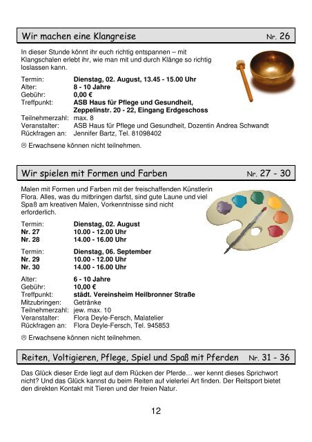 PDF Ferienprogramm 2011 - Stadt Schwaigern