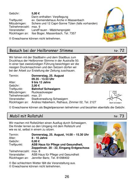 PDF Ferienprogramm 2011 - Stadt Schwaigern