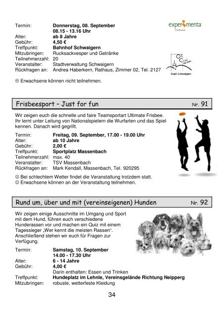 PDF Ferienprogramm 2011 - Stadt Schwaigern