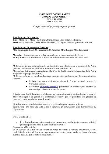 Compte rendu de l'assemblÃ©e consultative du 5 octobre 2009