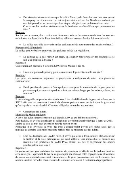 Compte rendu de l'assemblÃ©e consultative du 5 octobre 2009