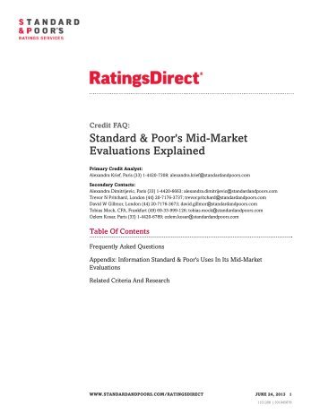 Standard & Poor's Mid-Market Evaluations Explained