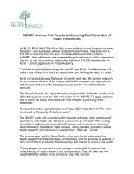 news release - Nova Scotia Health Research Foundation