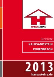 Porenbeton-Kalksandstein-Preisliste 2013 - HANSA-nord Baustoff ...