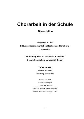 B 'Chorarbeit in der Schule' - Zentrale Hochschulbibliothek Flensburg