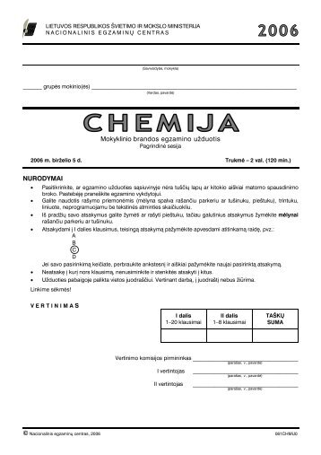 Chemija MBE - Nacionalinis egzaminÅ³ centras