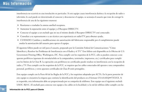 Decodificador DIRECTVÂ®: Manual del usuario. Modelo L11