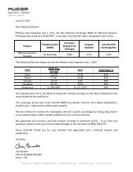 July 2012 SBQ & Alloy surcharges - Nucor Bar Mill Group