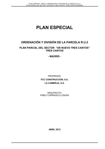 PLAN ESPECIAL - Ayuntamiento de Tres Cantos