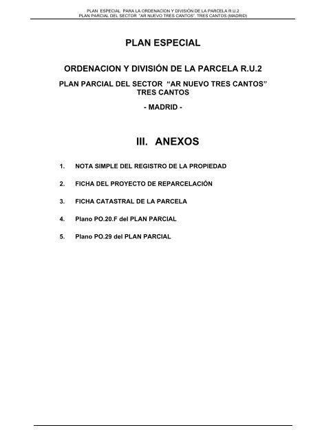 PLAN ESPECIAL - Ayuntamiento de Tres Cantos