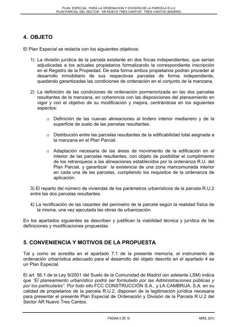 PLAN ESPECIAL - Ayuntamiento de Tres Cantos