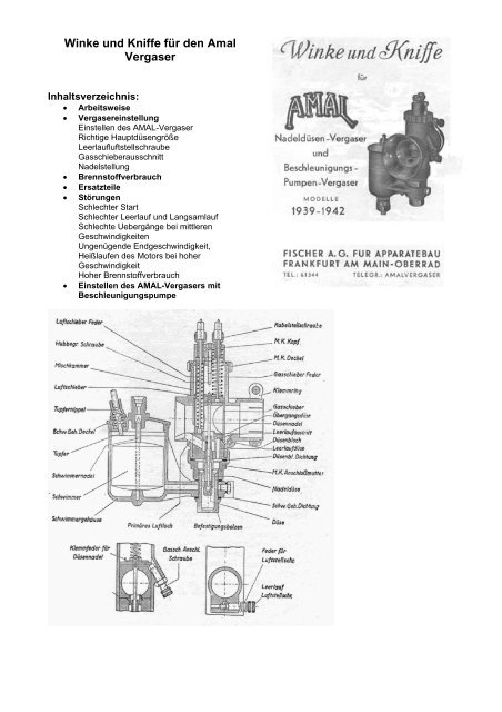 Winke und Kniffe für den Amal Vergaser - NSU-Oldtimer-Motorräder