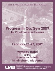 Progress in OB/GYN 2009 - UAB - Department of Obstetrics and ...